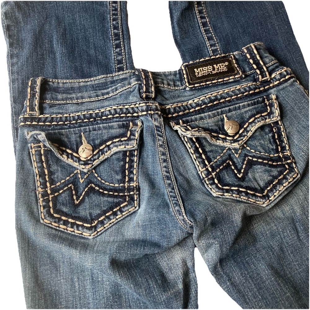 Miss Me Boot Jeans Women's Size 28 Blue Y2K Style Cowgirl Grunge Thick Stitch